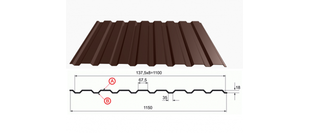 Профнастил коричневый оцинкованный  RAL 8017 С-20 купить недорого в Химках