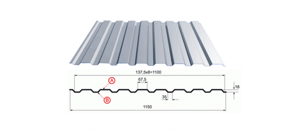 Профнастил оцинкованный С-20 1100x2500 купить недорого в Химках